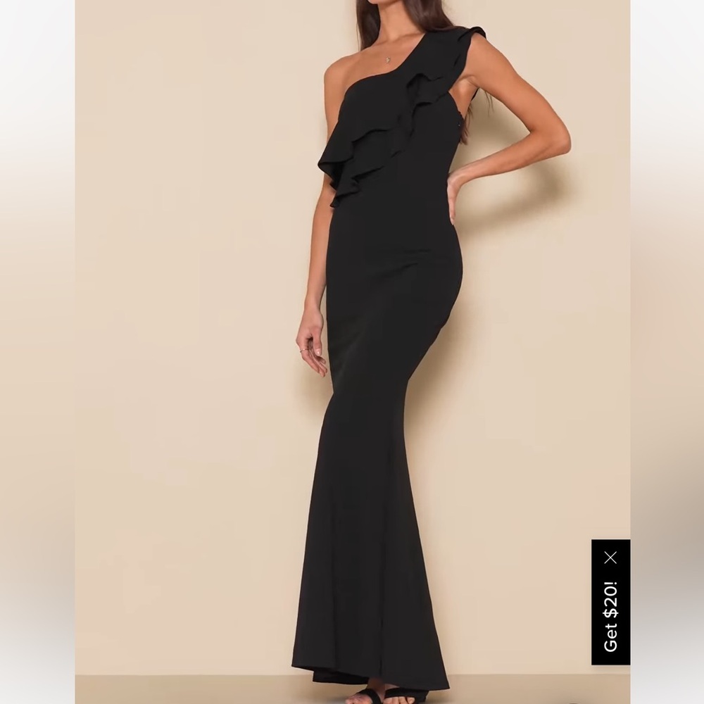 Lulus Grand Beauty Black Ruffled One-Shoulder Mermaid Maxi Dress - Picture 2 of 6
